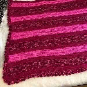 Crochet Afghan 68x43.5 two tone pink, blanket